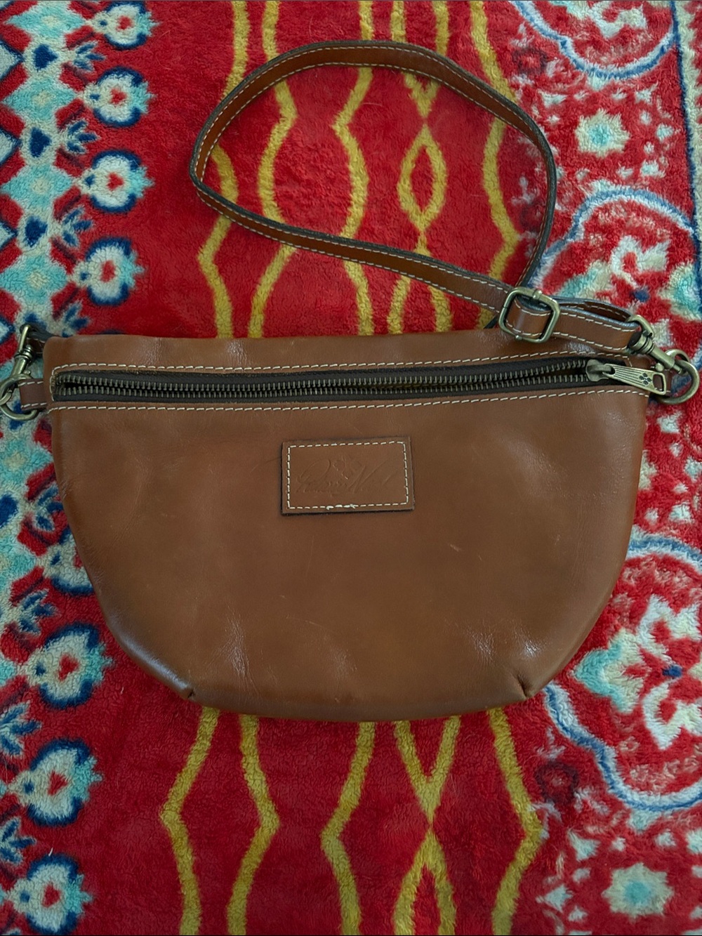 Patricia Nash Cognac Brown Leather Crossbody Purse - Picture 4 of 5
